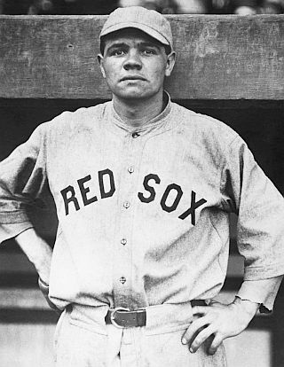 Babe Ruth with the Boston Red Sox, circa 1917-1918.