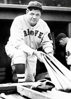 Ruth at career end with the Boston Braves in 1935, the year he hit 3 home runs in one game at Pittsburgh at age 41.