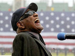 Ray Charles performing “America the Beautiful,” the subject of a story focusing on Charles’ interpretation of the song & use in advertising & politics. Click for story.