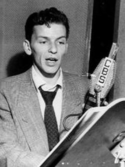 1940s: A  young Frank Sinatra in a CBS studio.