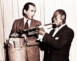 Edward R. Murrow with Louis Armstrong on 'See It Now', May 1953.