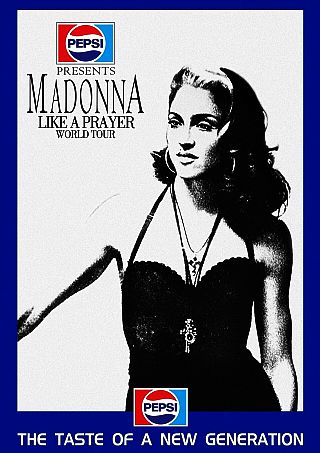 The 1989 Pepsi deal with Madonna also included plans to promote her world tour, as shown in this poster. 