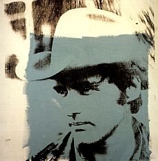 Famous Andy Warhol portrait of Dennis Hopper, 1970-71. Click for Warhol book.