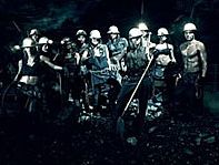 Group shot, 'model miners'.