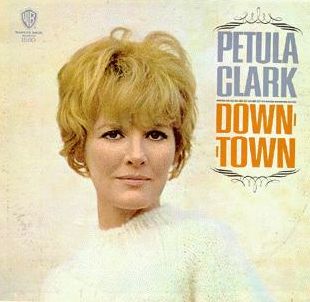 Petula Clark shown on popular 1965 album, “Downtown,” with 12 songs. Click for vinyl.