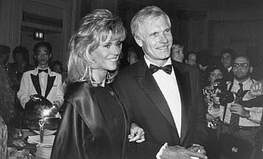 Jane Fonda & Ted Turner in happier times; they separated in January 2000 and later divorced, though Turner still calls her the love of his life.  Photo, Robin Platzer. Click for separate story on Jane Fonda.