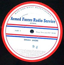 Sample Dinah Shore recording from 1940s/WWII-era Armed Forces Radio Service.
