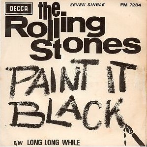 Record sleeve for ‘Paint It Black’ single issued in South Africa, 1966. Click for Rolling Stones “Hot Rocks” album.