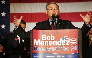 Senator Menendez campaigning in Trenton, NJ, October 2006. Photo, Sylwia Kapuscinski/Getty. Click for Menendez book.