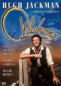 Actor Hugh Jackman shown on the cover of a DVD for a 1999 production of Rodgers & Hammerstein’s ‘Oklahoma!’. 