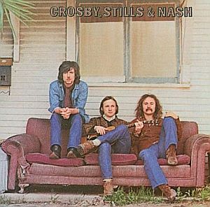 Graham Nash, Stephen Stills, and David Crosby, on the cover of their 1969 album that helped advance the singer-songwriter genre of music in the 1970s. Click for CD, vinyl or MP3.