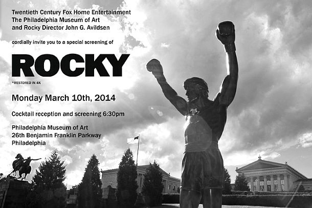 March 2014: Invitation to a special screening of the 1976-77 “Rocky” film at the Philadelphia Museum of Art.