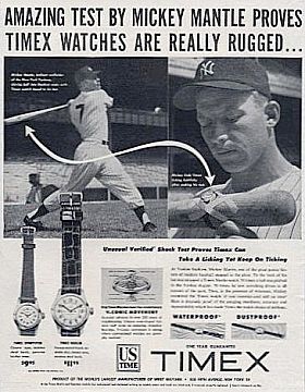 Full page layout of Mickey Mantle ad.