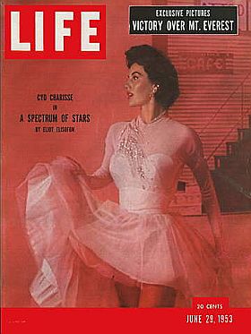 Cyd Charisse on the cover of Life magazine, June 29, 1953, in ‘Spectrum of Stars’ story. Click for copy.
