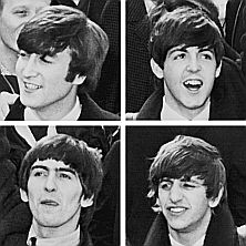 The Beatles as photographed upon arrival at JFK Airport in New York, Feb 7, 1964, from top left: John, Paul, George & Ringo.