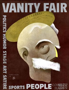 The only other Hoover-era official to be featured on a VF cover was Treasury Secretary, Andrew Mellon, in May 1932, shown in white chin beard with coin atop his head. Unpopular at the onset of the Depression, Mellon faced scandal & impeachment with many calling for his removal, forcing Hoover to name him as an ambassador (artist, Paolo Garretto).