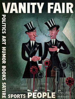 New York mayor Jimmy Walker was the featured caricature on the April 1932 cover of ‘Vanity Fair,” shown here welcoming himself to New York.