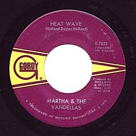 A 45 rpm of Martha & The Vandellas’ ‘Heat Wave’ on the Gordy label from Motown, 1963. Click for digital.