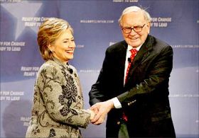 U.S. Senator Hillary Clinton and Warren Buffett.
