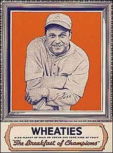 Jimmie Foxx of the Philadelphia Athletics on a 1934 Wheaties box. He won the American League Triple Crown batting title in 1933.
