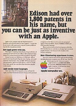 Apple ad of 1981 pitching computers as the way to Thomas Edison-like inventiveness.