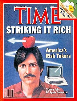 Steve Jobs featured on Time magazine’s cover in mid-February 1982.