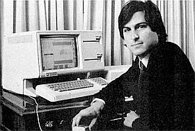 Steve Jobs and the Lisa computer, circa 1983.