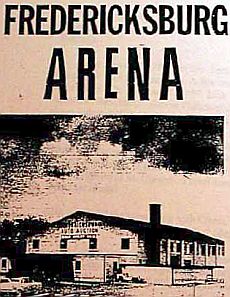 Old poster of Fredericksburg, VA arena, where Link Wray & band first performed an early version of the song “Rumble.”