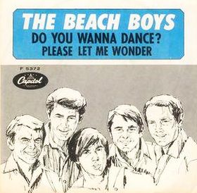 Cover sleeve for one of the Beach Boys’ early 1965 singles, “Do You Wanna Dance?” Click for digital.