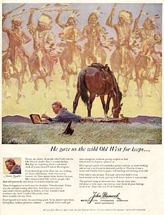 A John Hancock Life Insurance Co. ad on the art of Frederic Remington appeared in “Life” magazine Sept. 21, 1959.