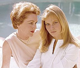 Young Mia Farrow with her mother, 1960s.