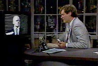 "Max Headroom" being interviewed by David Letterman, believed to be July 1986.