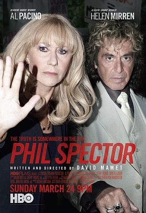 DVD cover of March 2013 HBO film, "Phil Spector," starring Al Pacino and Helen Mirren. Click for DVD.