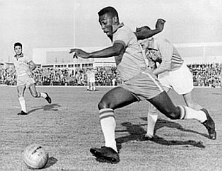  Pelé shown in action in 1958 World Cup soccer match.