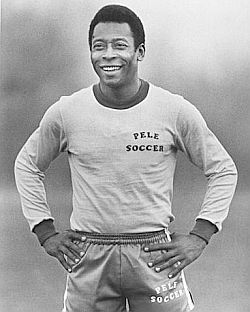 Pelé, Brazil’s soccer legend, shown in some “Pelé Soccer” garb.