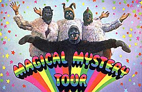 Beatles’ "Magical Mystery Tour” album (1967) became part of the hunt for clues in ‘Paul-is-dead’ rumor. Black walrus was Paul, a bad omen? Click for CD.