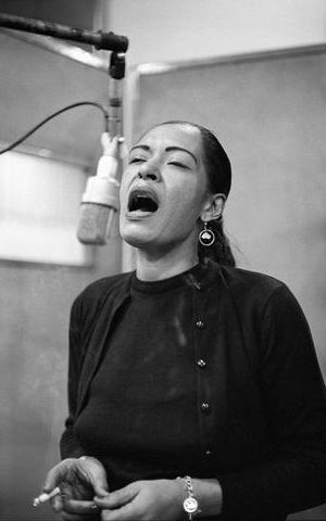 Billie Holiday, NY city studio, 1957. Click for similar photo.