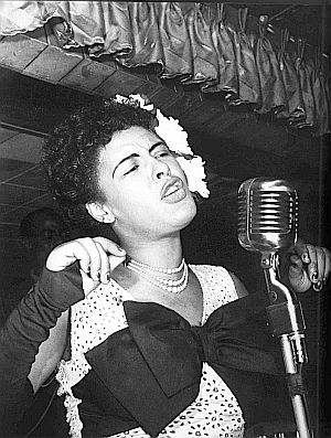 Billie Holiday performing. Click for related wall art.
