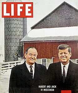 Hubert Humphrey and John F. Kennedy shown on Life magazine cover, March 28, 1960.