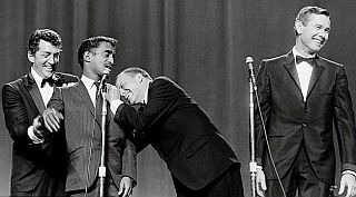 1965: Rat Packers D. Martin, S. Davis & F. Sinatra with Johnny Carson subbing for J. Bishop in St. Louis.