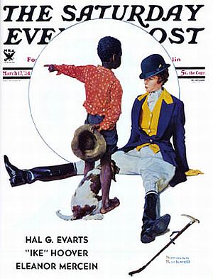 "Thataway" - March 1934 Saturday Evening Post cover; example of early "rule" on African American depiction.