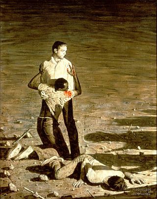 Rockwell’s “Southern Justice” painting of 1965, also known as “Murder in Mississippi,” depicting the killings of three civil rights workers murdered in June of 1964.