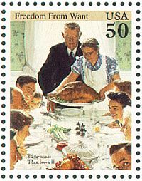 1994 U.S. postage stamp for Norman Rockwell’s “Freedom From Want.”
