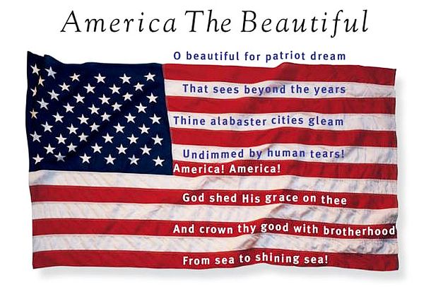 “America The Beautiful” poster showing the fourth and final verse of the song, while Ray Charles often preferred to begin his performances with the “heroes proved” third verse of the song.