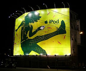 2007: iPod billboard ad at night, Berlin, Germany.
