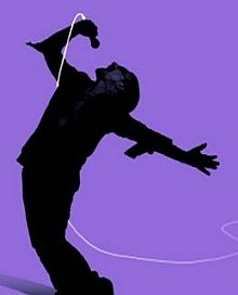 Bono performing in screenshot from U2 iPod ad, 2004.