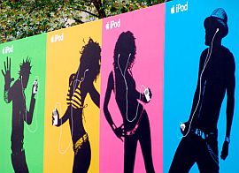 Row of outdoor iPod silhouette ad posters.