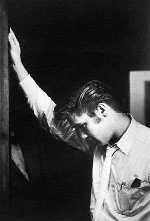 Aug 1956: Elvis Presley backstage, Jacksonville, Florida.
