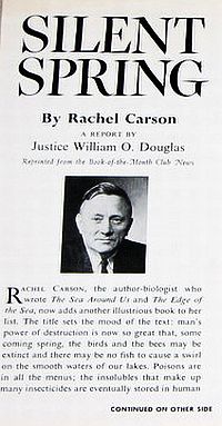 Book-of-the-Month Club edition of “Silent Spring” included a “report” insert by Supreme Court justice, William O. Douglas.