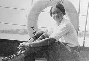 1929: College graduate Rachel Carson aboard boat at Woods Hole Biological Laboratory, Massachusetts.